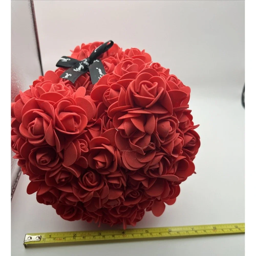 Rose Teddy Bear Flower Gift, Red Artificial Roses, Romantic Anniversary Decor